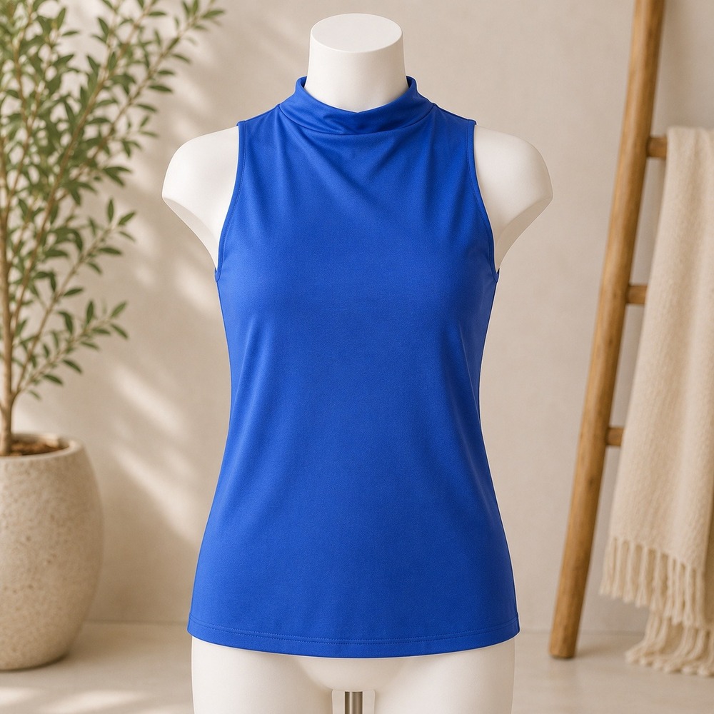 NWT BCBG New York Sleeveless Cowl Neck Top Womens XS Olympic Blue Racerback